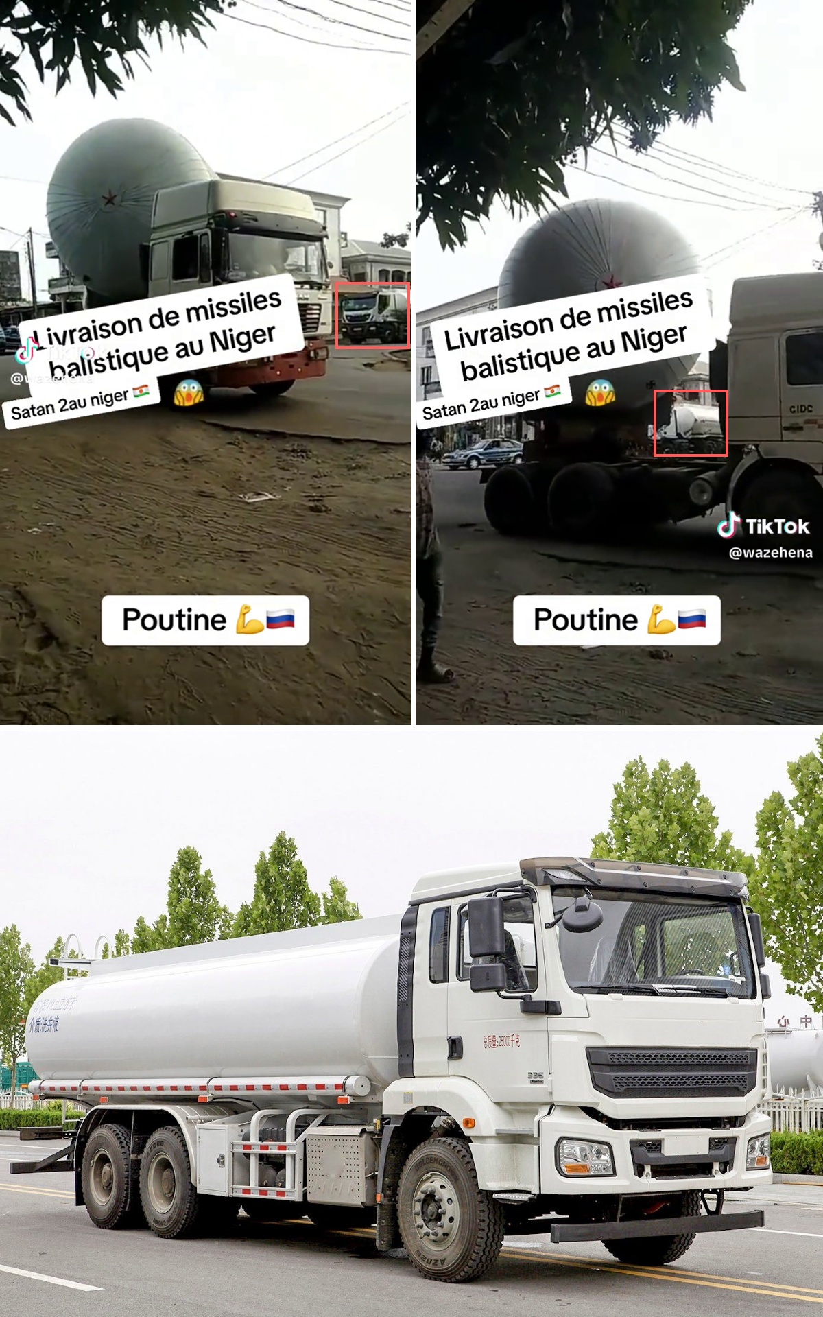 Die Form des letzten Lastwagens, den Sie im oberen Teil des Videos im Hintergrund sehen können, ähnelt einem Lastwagen, der zum Transport von Öl verwendet wird, wie auf dem Foto unten.