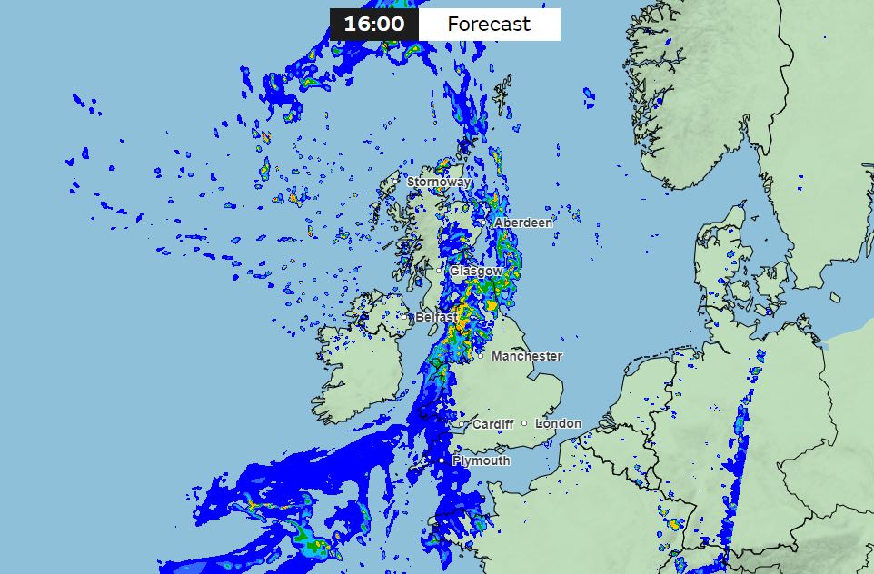 Diese Regenwetterfront wird am Freitag über das Vereinigte Königreich vordringen und in den meisten Gebieten Regen bringen