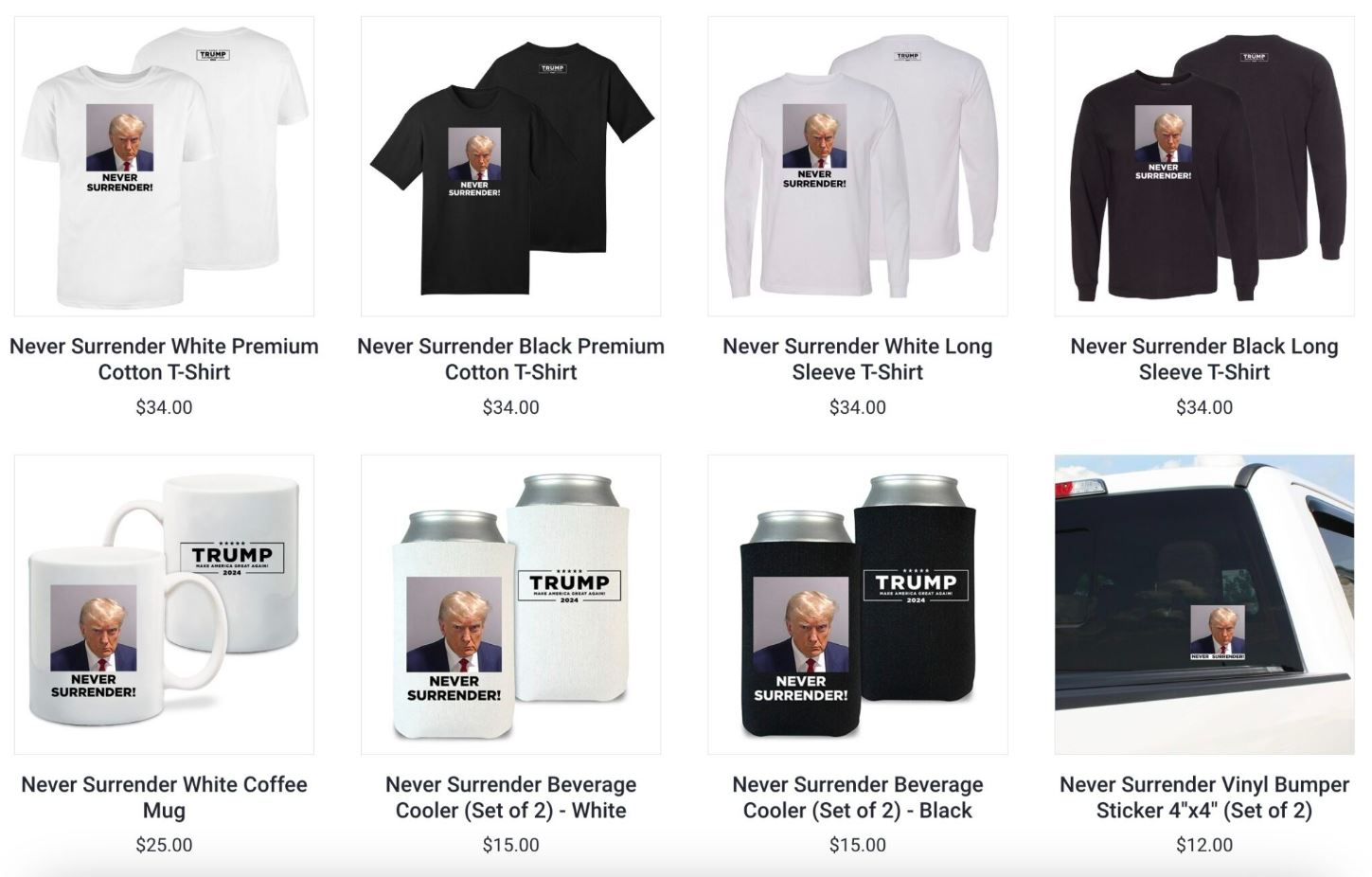 Ab sofort sind Donald Trump-Merchandise-Artikel mit seinem finster dreinblickenden Fahndungsfoto erhältlich