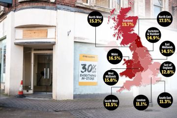In den schlimmsten Einkaufsstraßen Großbritanniens stehen bis zu 20 % der Geschäfte leer