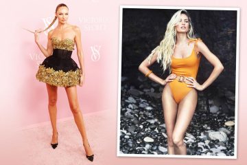 Model Candice Swanepoel begeistert in einem schwarz-goldenen Kleid für Victoria's Secret