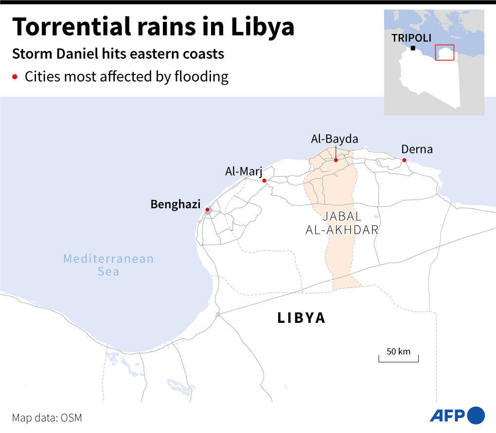 Sintflutartige Regenfälle in Libyen