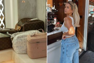 Molly Mae posiert mit Stapeln von Koffern und Designertaschen, nachdem sie im Urlaub beschämt wurde