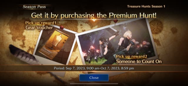 Kaufanzeige für Premium Hunt in Final Fantasy 7 Ever Crisis