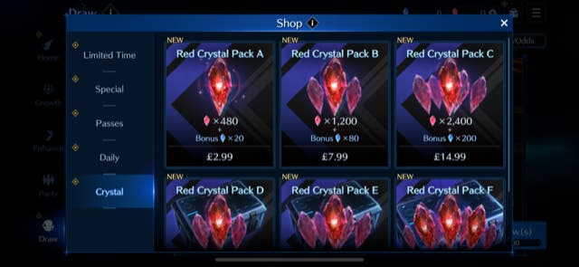 Kauf eines roten Kristalls in Final Fantasy 7 Ever Crisis