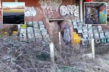 Im verlassenen Stadion, in dem England spielte, ist es voller Graffiti