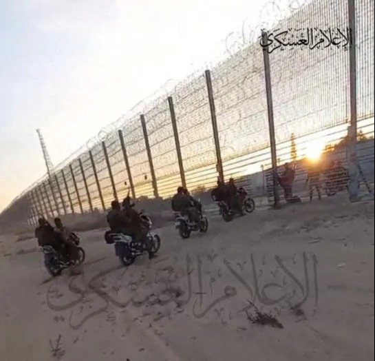 Militants were filmed breaking through Israeli borders with motorcycles and tractors