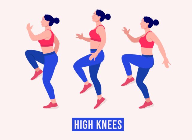Hohe Knie, HIIT-Übungen, um Fettpölsterchen zum Schmelzen zu bringen
