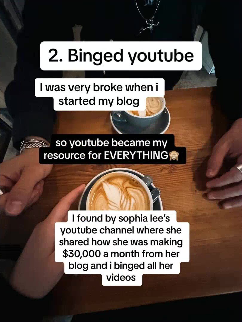 Sie sagte, das „Bingeing“ von YouTube-Videos darüber, wie man einen erfolgreichen Blog betreibt, sei ihr erster Schritt in die richtige Richtung
