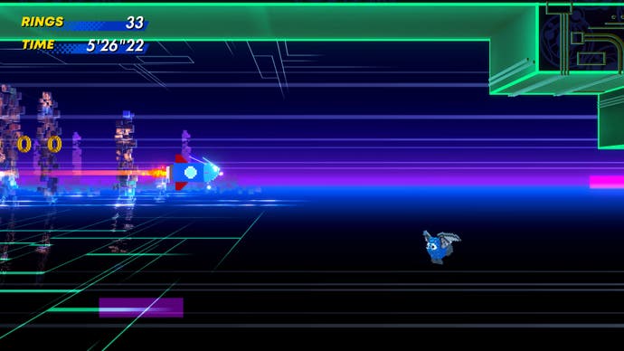 Sonic verwandelt sich in der Cyber ​​Station Zone in eine Rakete