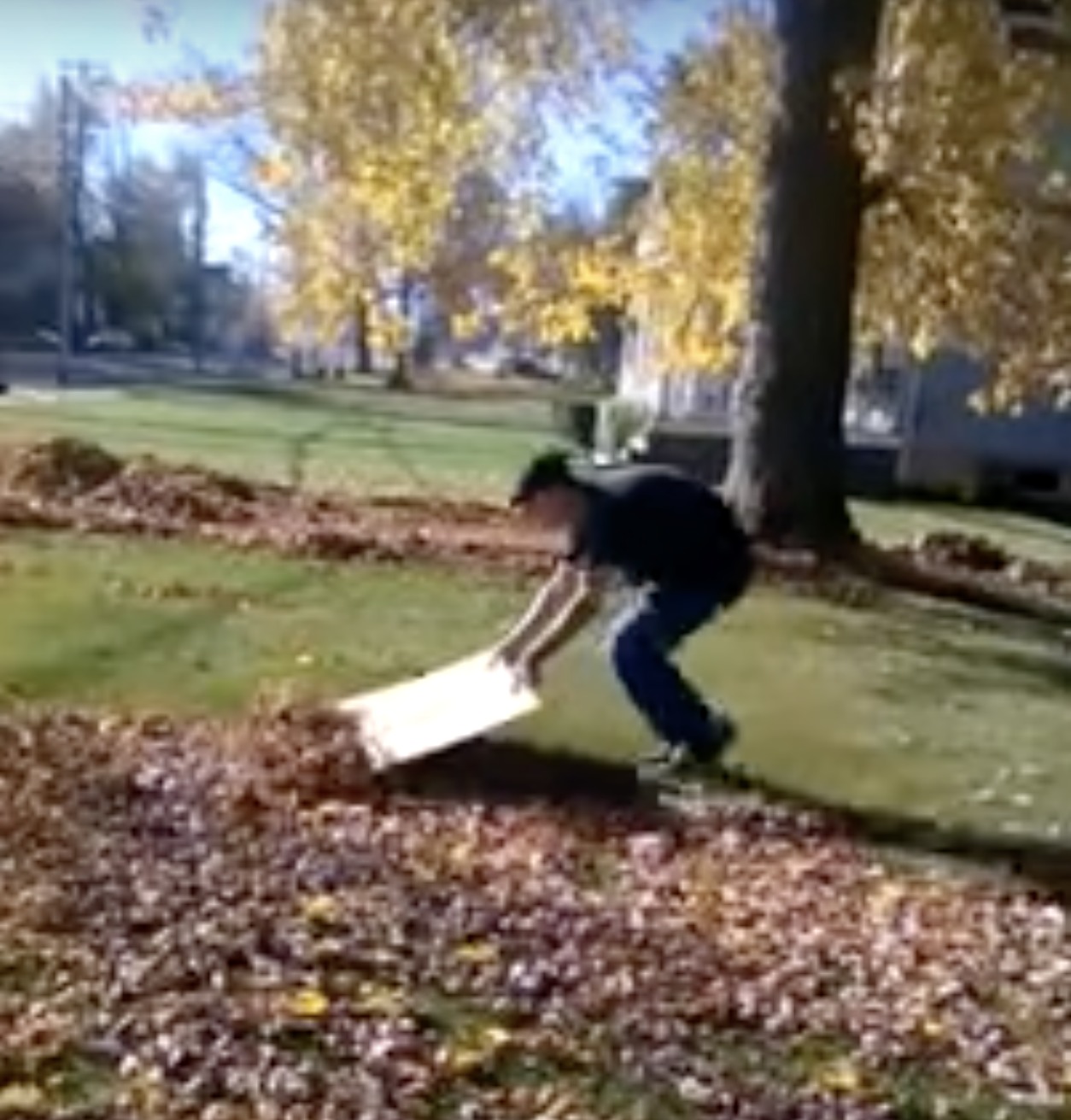 Der YouTuber zeigte seinem Publikum, wie man mit Pappe das Laub aus seinen Gärten entfernt