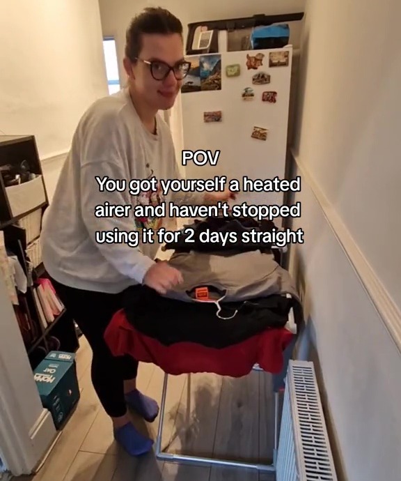 Sie sagte, sie habe zwei Tage lang nicht aufgehört, den Wäscheständer zu benutzen