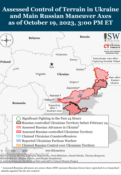 Übersicht über die Schlachtkarte der ISW Ukraine vom 19. Oktober