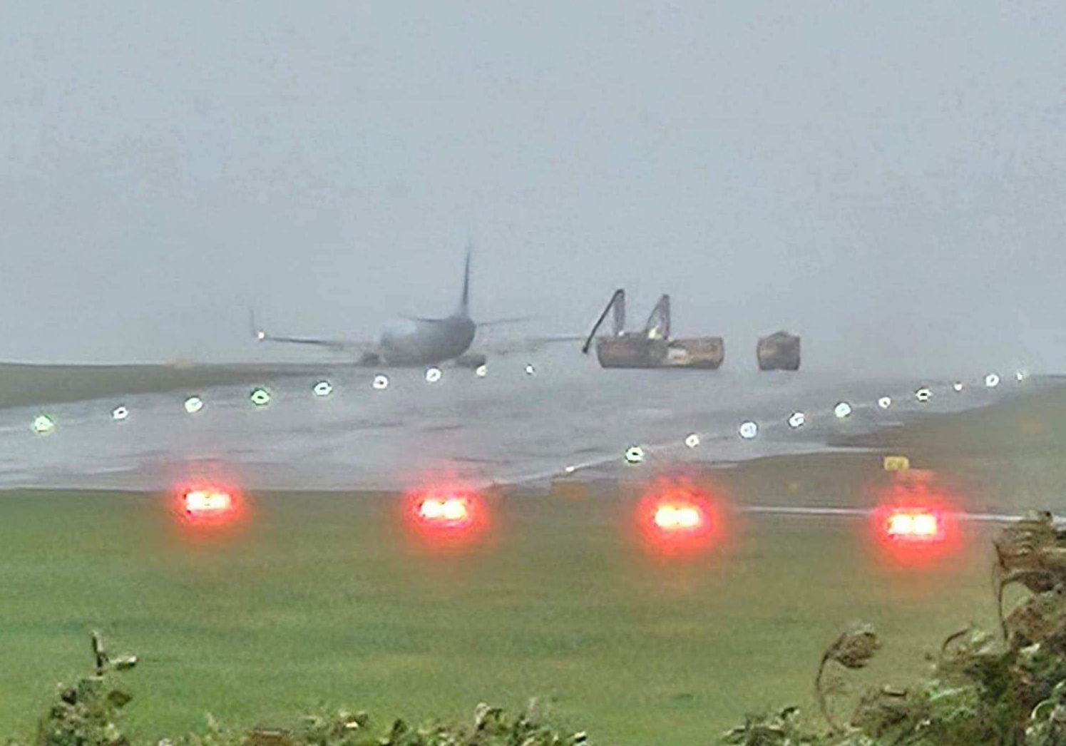 A TUI plane trying to land at Leeds Bradford Airport overruns the runway