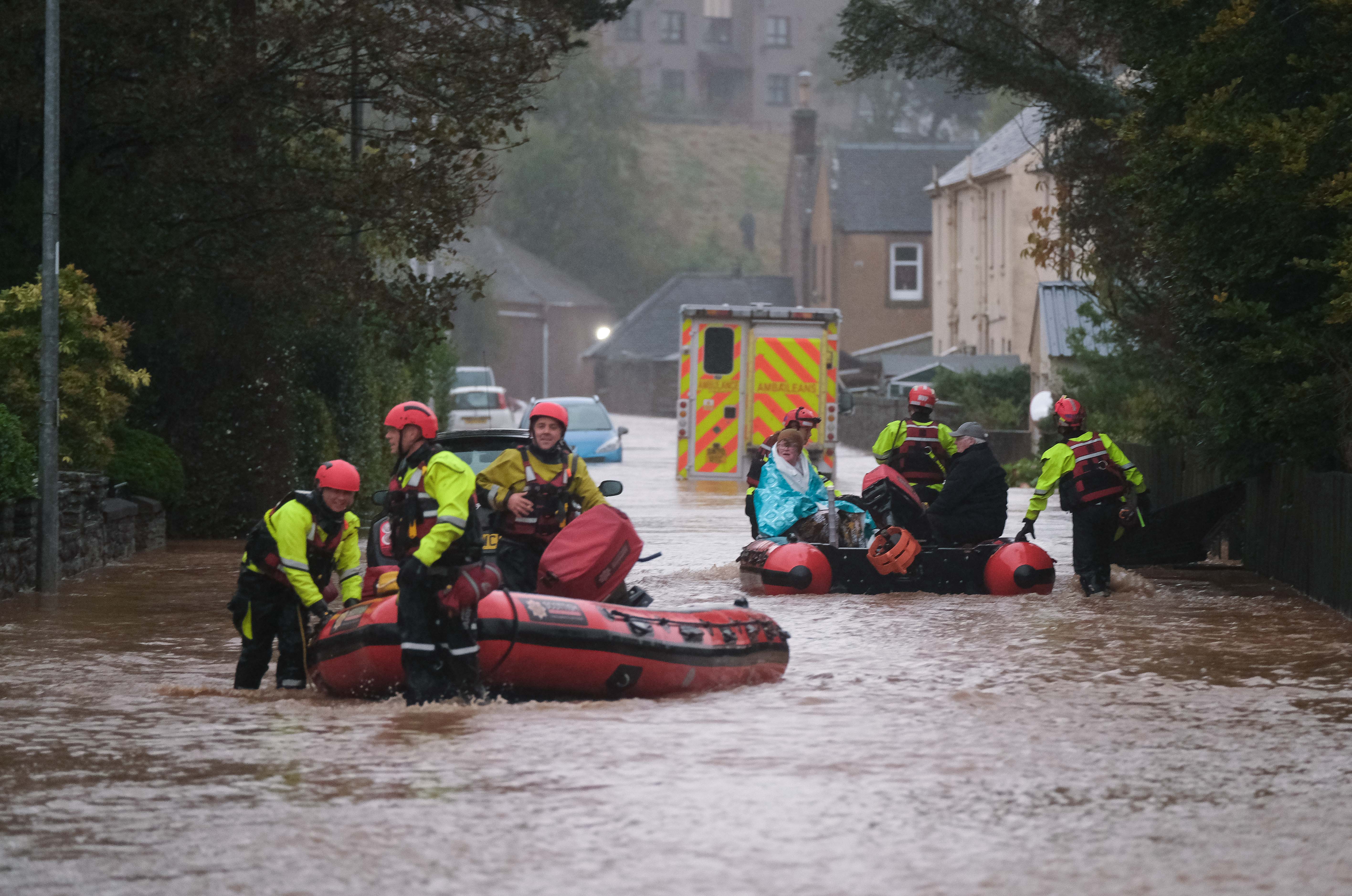 Lifeboats have been deployed in rescue operations in Brechin