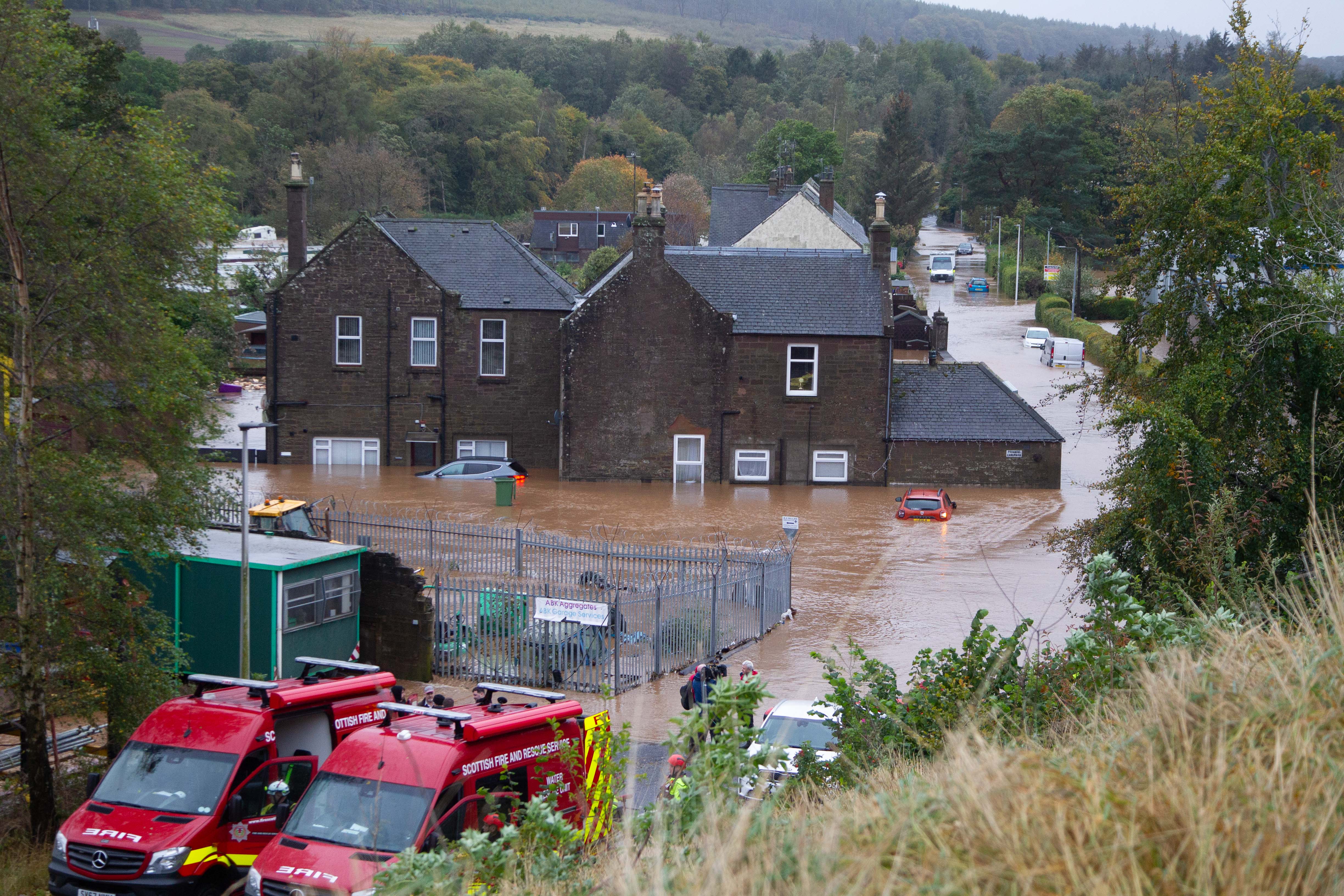 Brechin was swamped today after torrential downpours and floods
