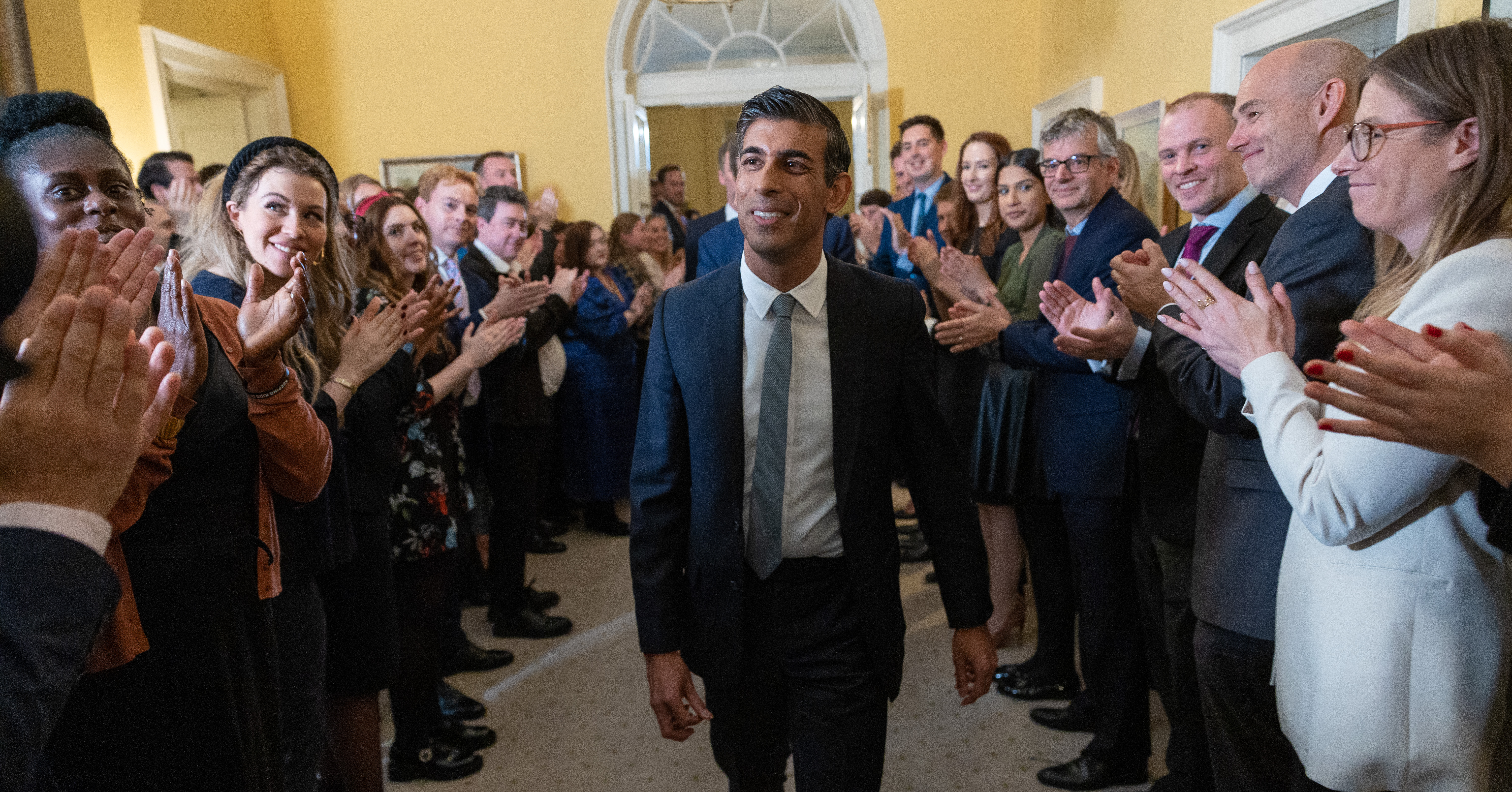 October, 2022: Rishi is applauded by Downing Street staff as he arrived to start work as Prime Minister and Conservative leader
