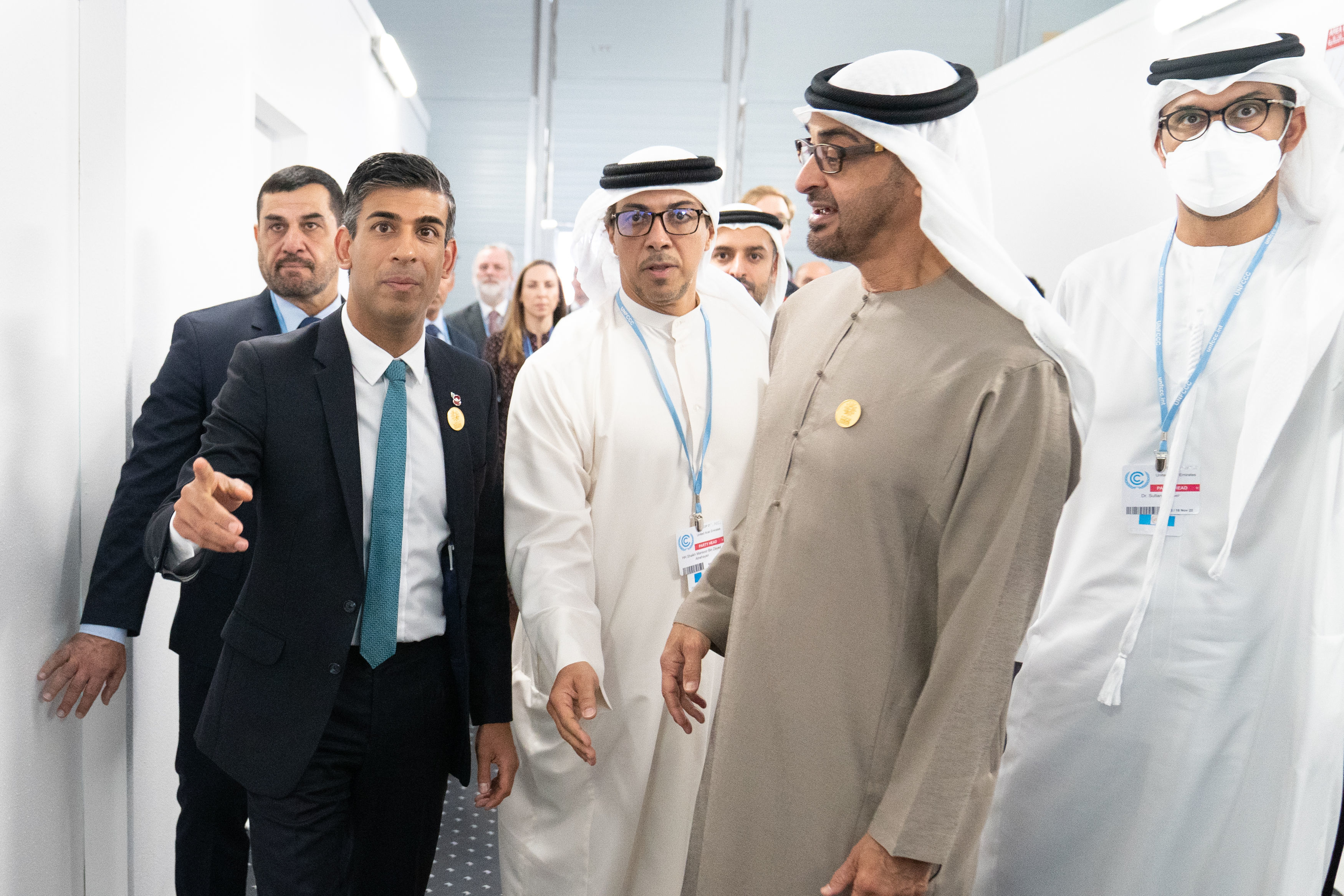November, 2022: Rishi arrives for a meeting with Crown Prince Mohamed bin Zayed Al Nahyan of the United Arab Emirates during the Cop27 summit