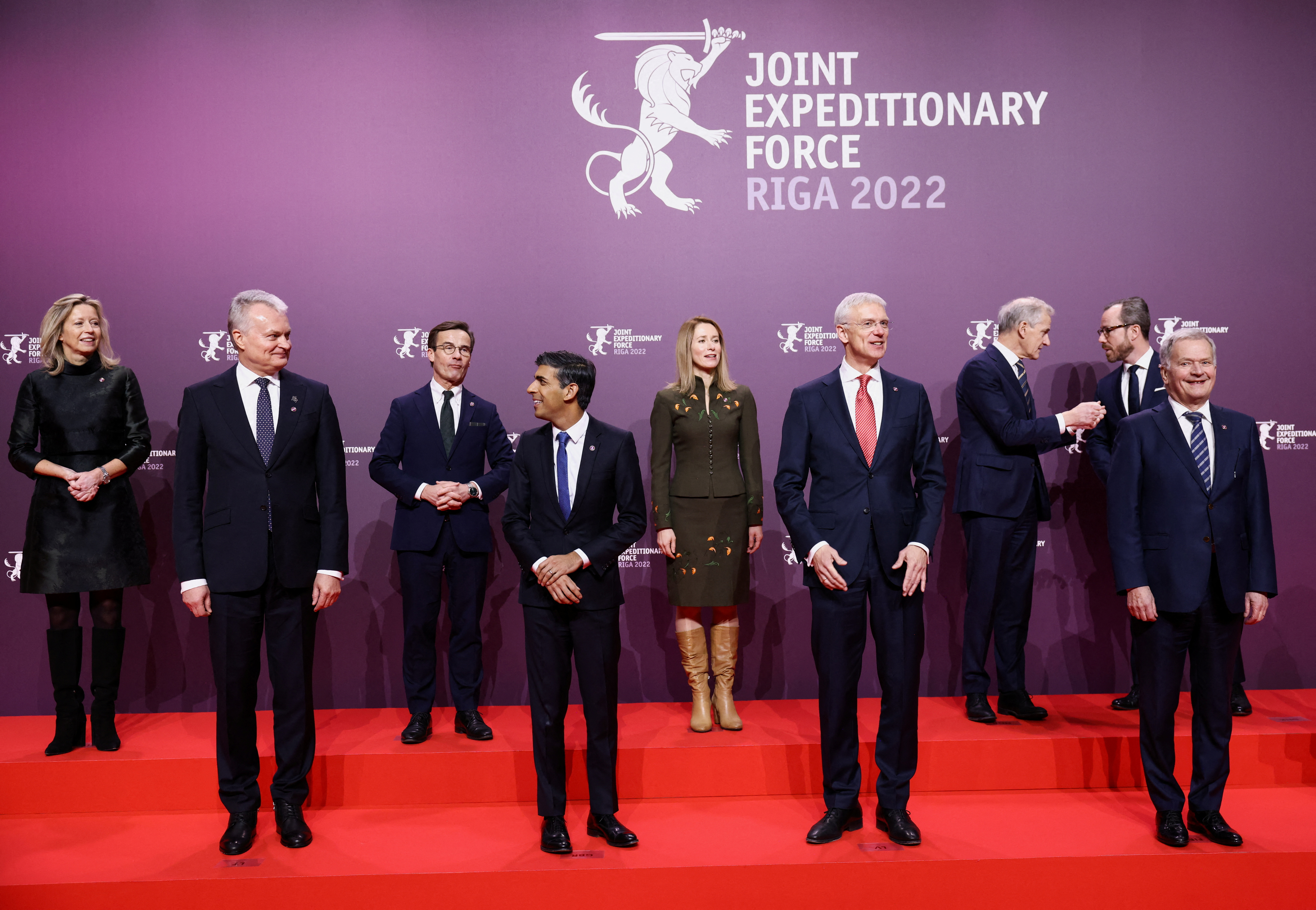 December, 2022: Rishi poses for a photo with world leaders at a meeting of Joint Expeditionary Force countries in Riga, Latvia