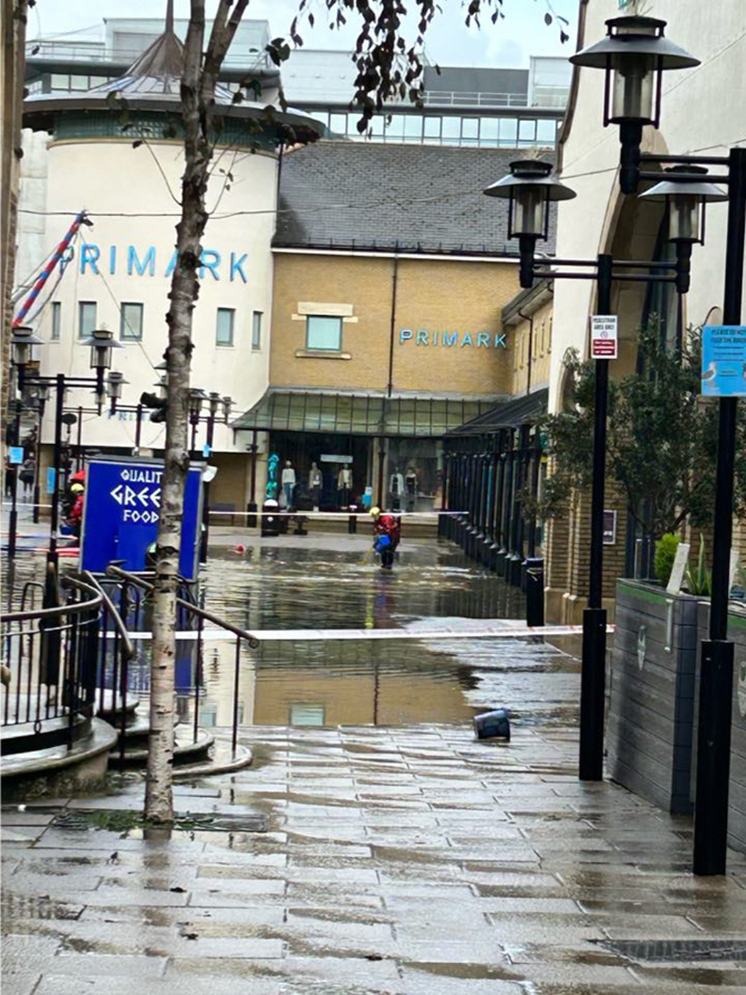 Überschwemmung im Stadtzentrum von Hastings heute