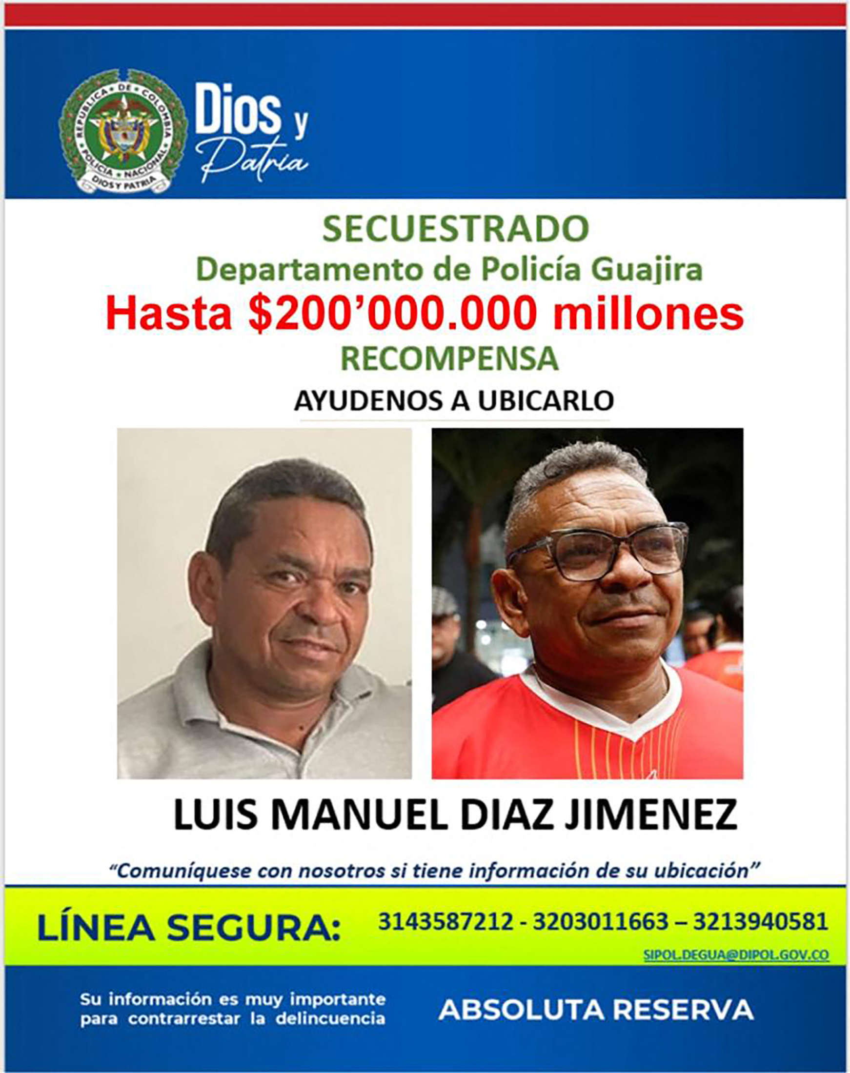 Luis Manuel Diaz wird seit Samstag vermisst, nachdem er in Kolumbien von bewaffneten Männern entführt wurde