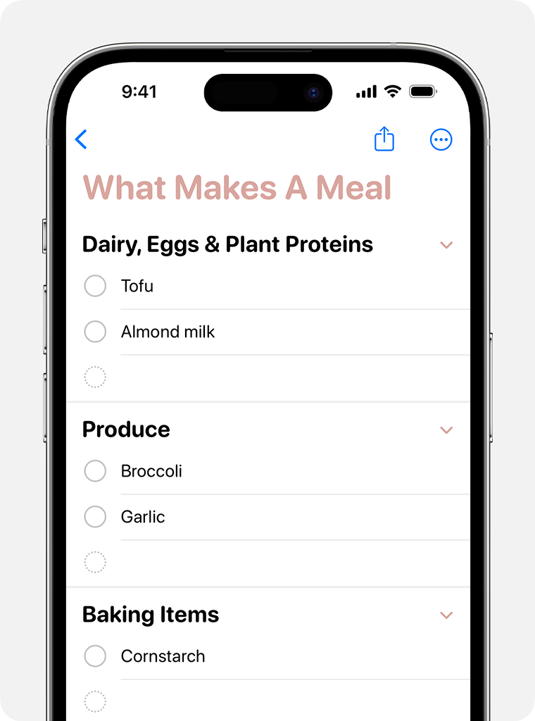Die Erinnerungs-App von Apple verfügt jetzt über einen speziellen Listentyp für Lebensmittel, der Artikel automatisch in Kategorien sortiert, um das Einkaufen zu erleichtern