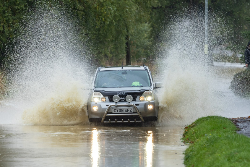 Motorists have faced heavy winds and rain