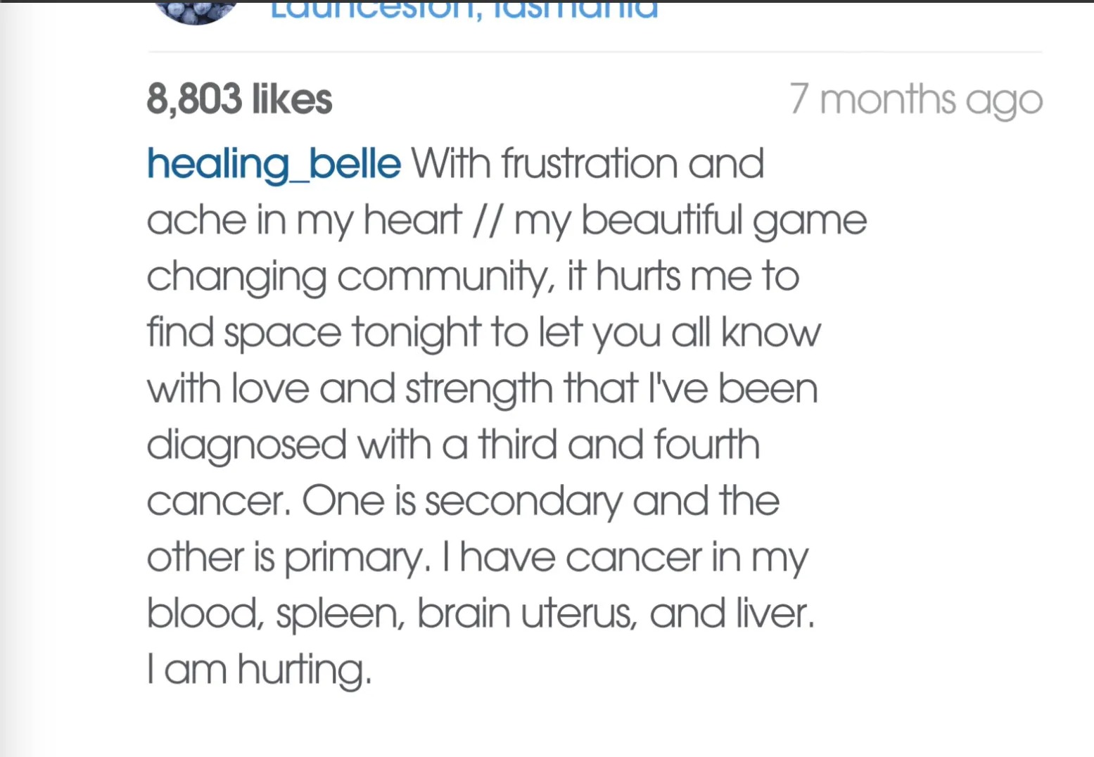 Belle scheint eine verzweifelte Krebsklage zu verfassen