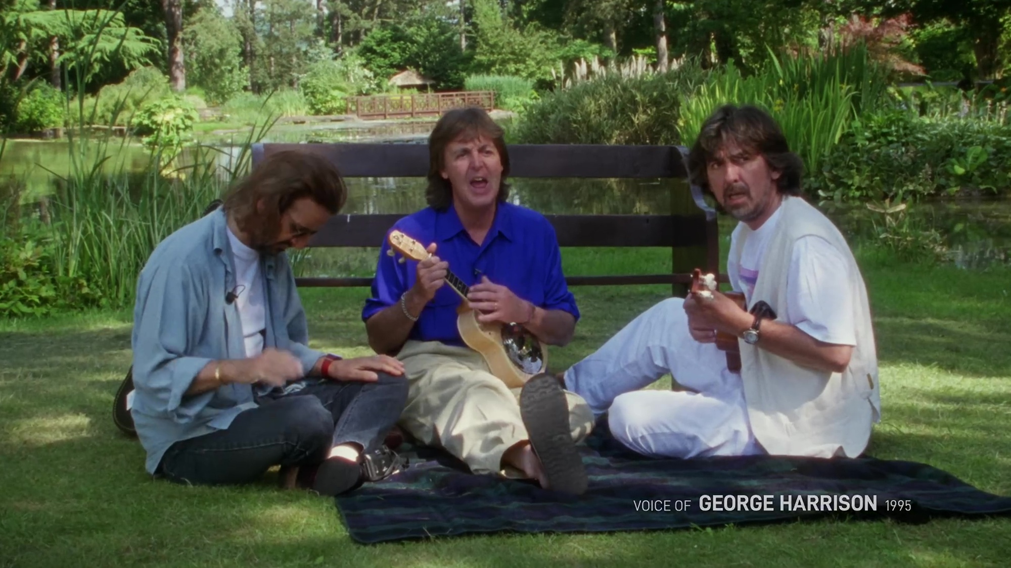 Ringo, Paul und George während einer Aufnahmesitzung 1994