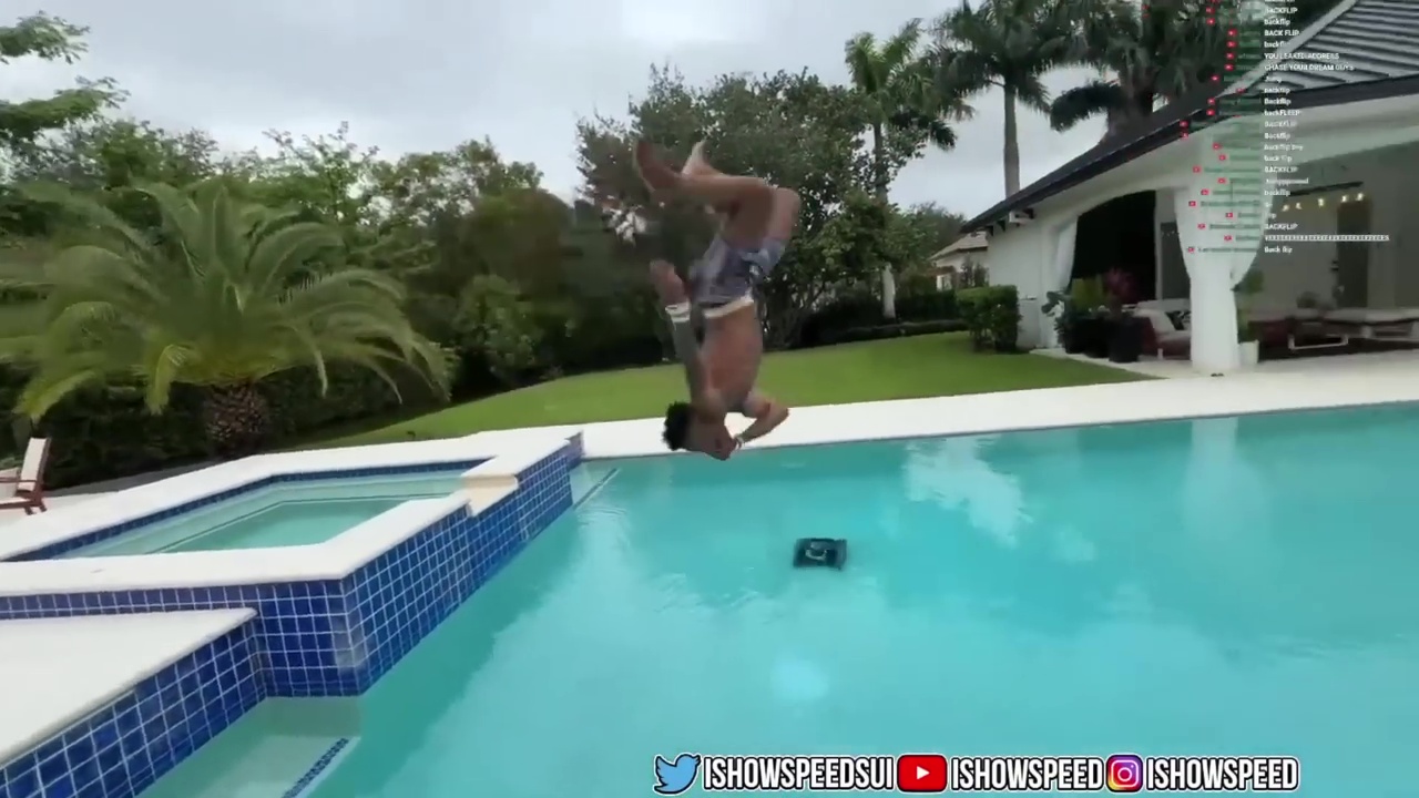 IShowSpeed ​​beendete die Tour mit einem Sprung in sein Schwimmbecken