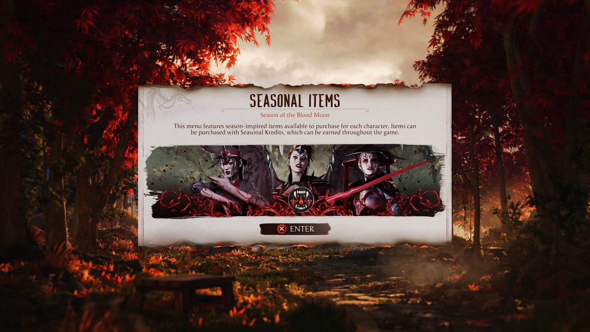 Mortal Kombat 1 Season of the Blood Moon Shop-Aktualisierung für saisonale Gegenstände
