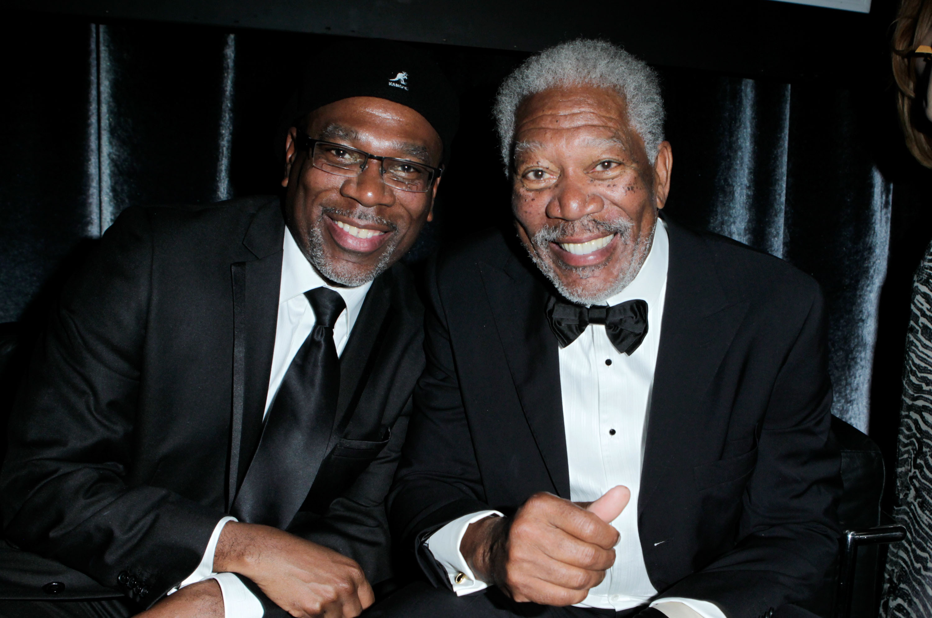 Morgan Freeman im Bild mit seinem ältesten Sohn Alfonso auf einer Afterparty der Golden Globes 2012
