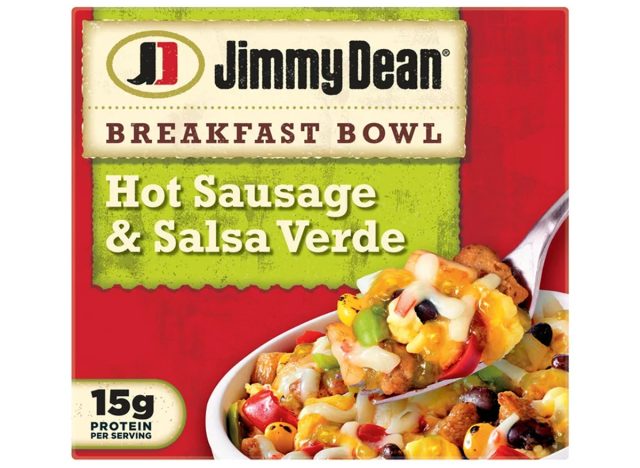 Jimmy Dean Frühstücksschüssel mit scharfer Wurst und Salsa Verde