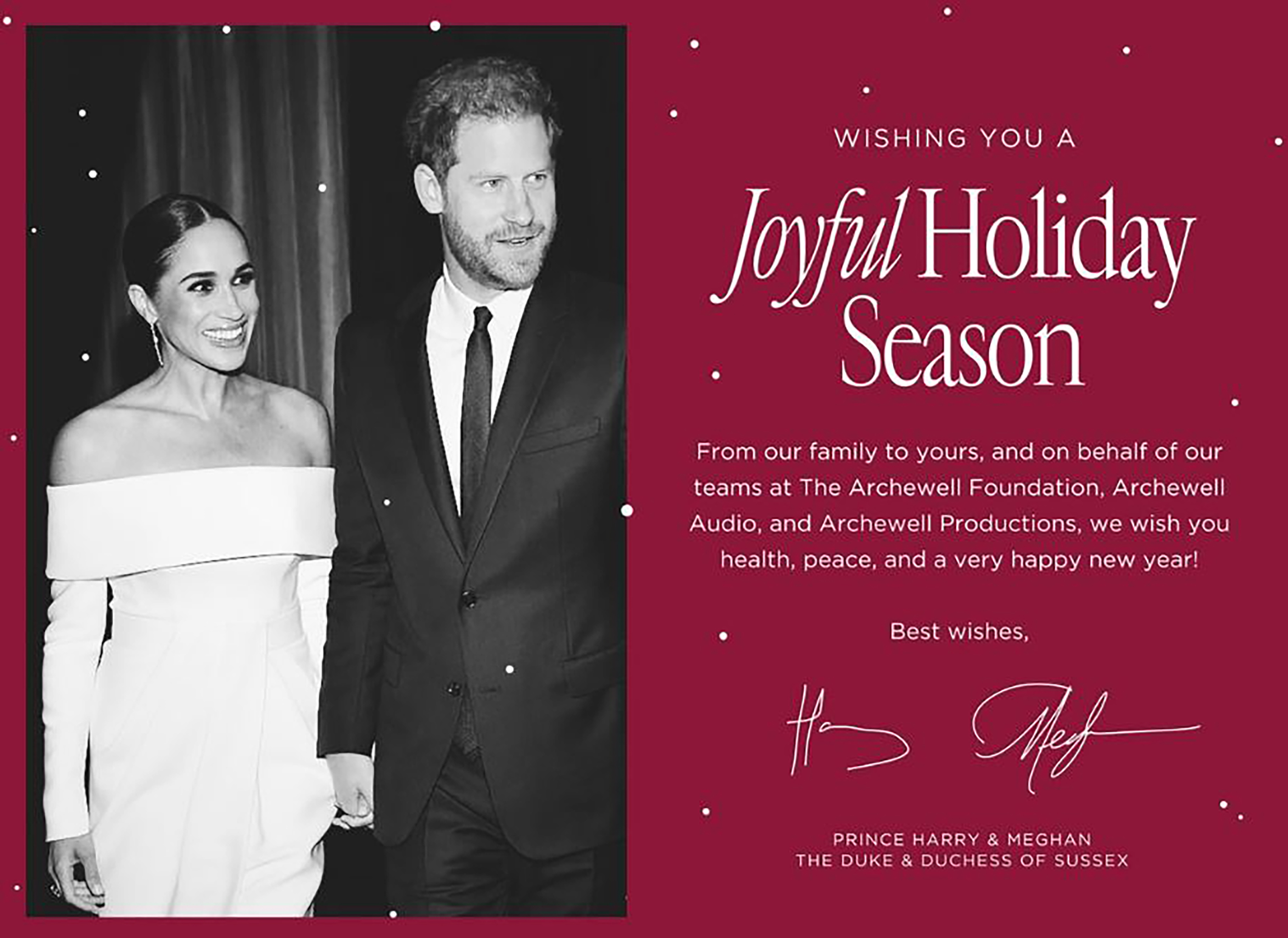 Prinz Harry und Meghan haben am Freitag ihre papierlose Weihnachtskarte veröffentlicht