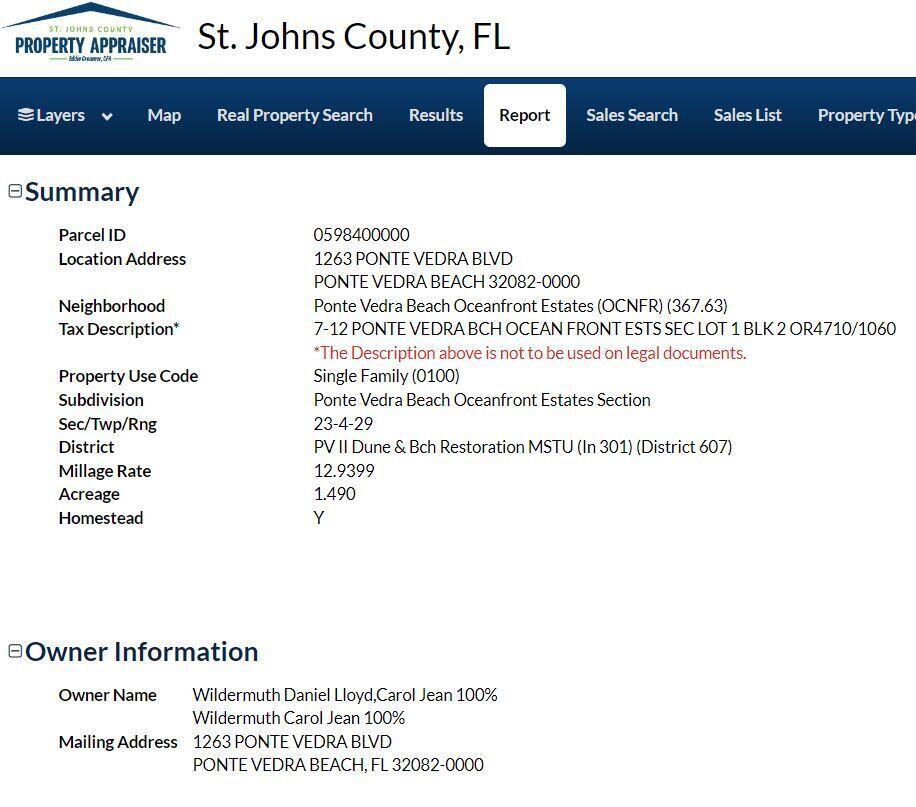 Hierbei handelt es sich um das Landgrundstücksregister von St. Jones, Florida, das die Namen der Grundstückseigentümer enthält.