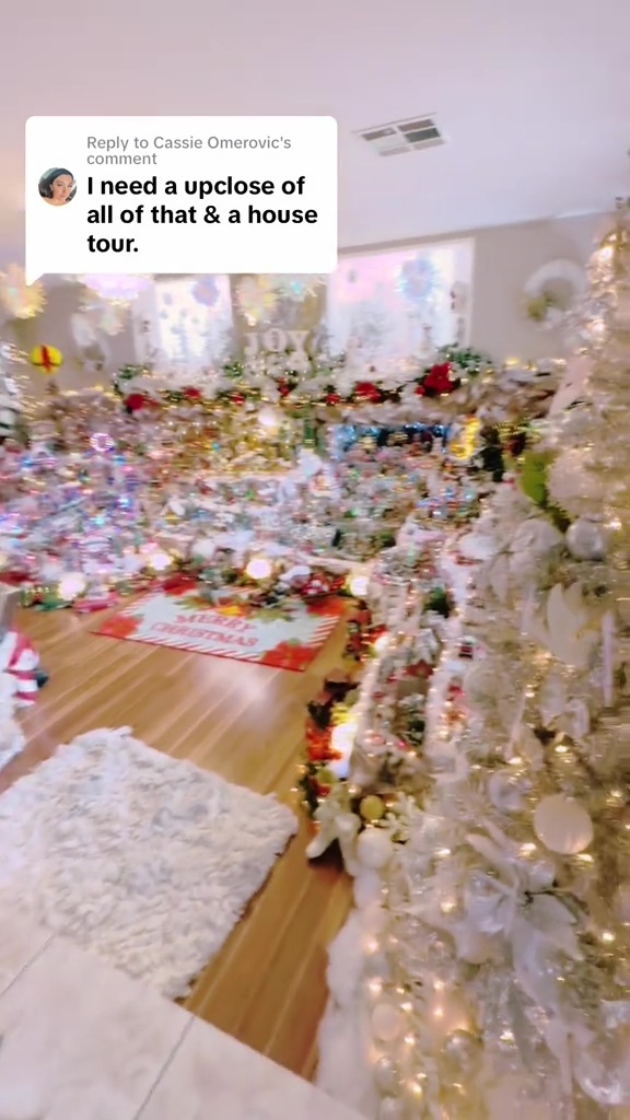 Die Hälfte des Raumes wurde von einem Weihnachtsdorf eingenommen, was die Menschen fassungslos zurückließ