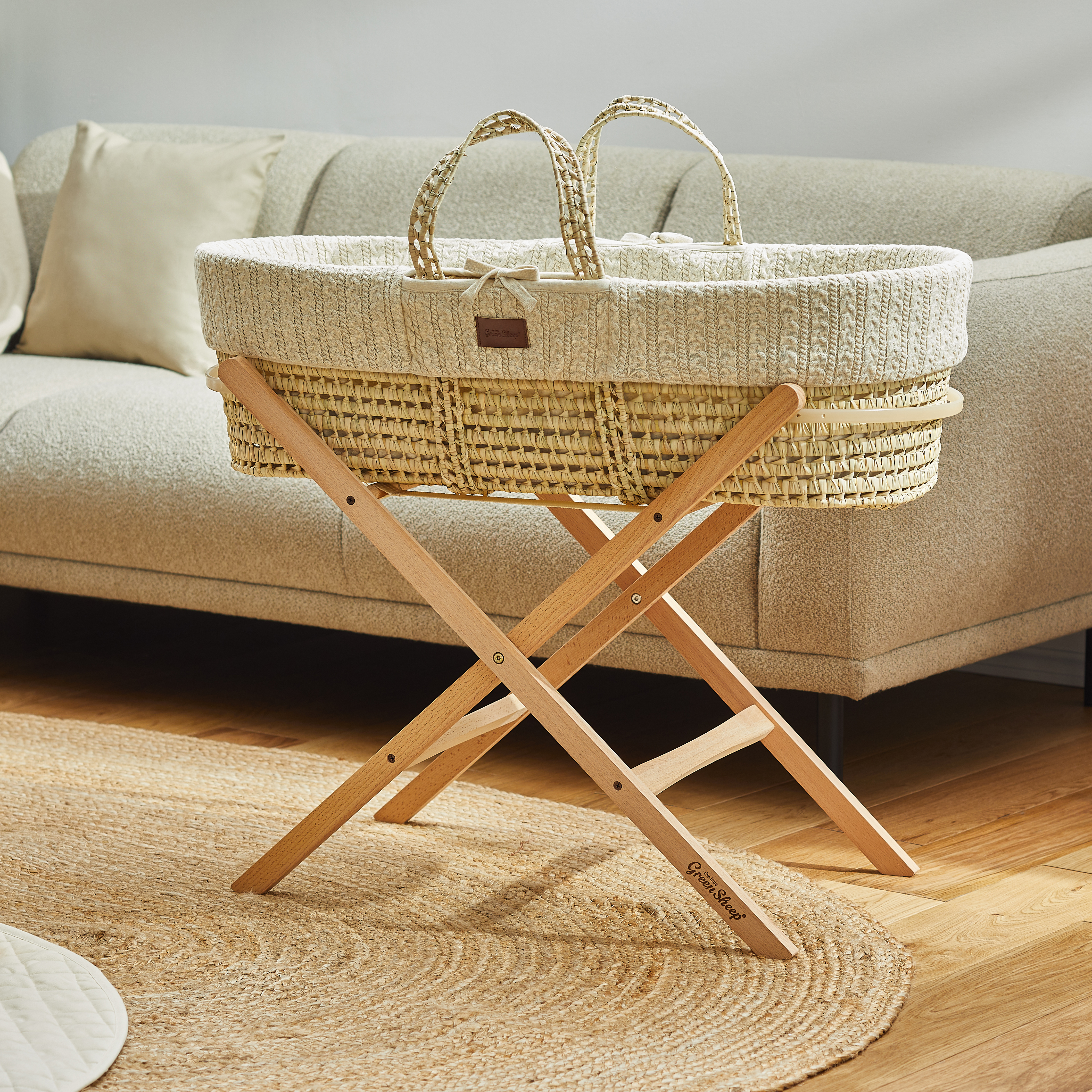 The Little Green Sheep Moses basket offers a portable sleeping space