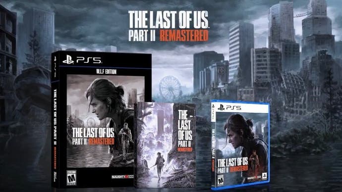 Das Cover von The Last of Us Part 2 Remastered für PS5 zeigt Ellie, wie sie nach unten und nach rechts schaut
