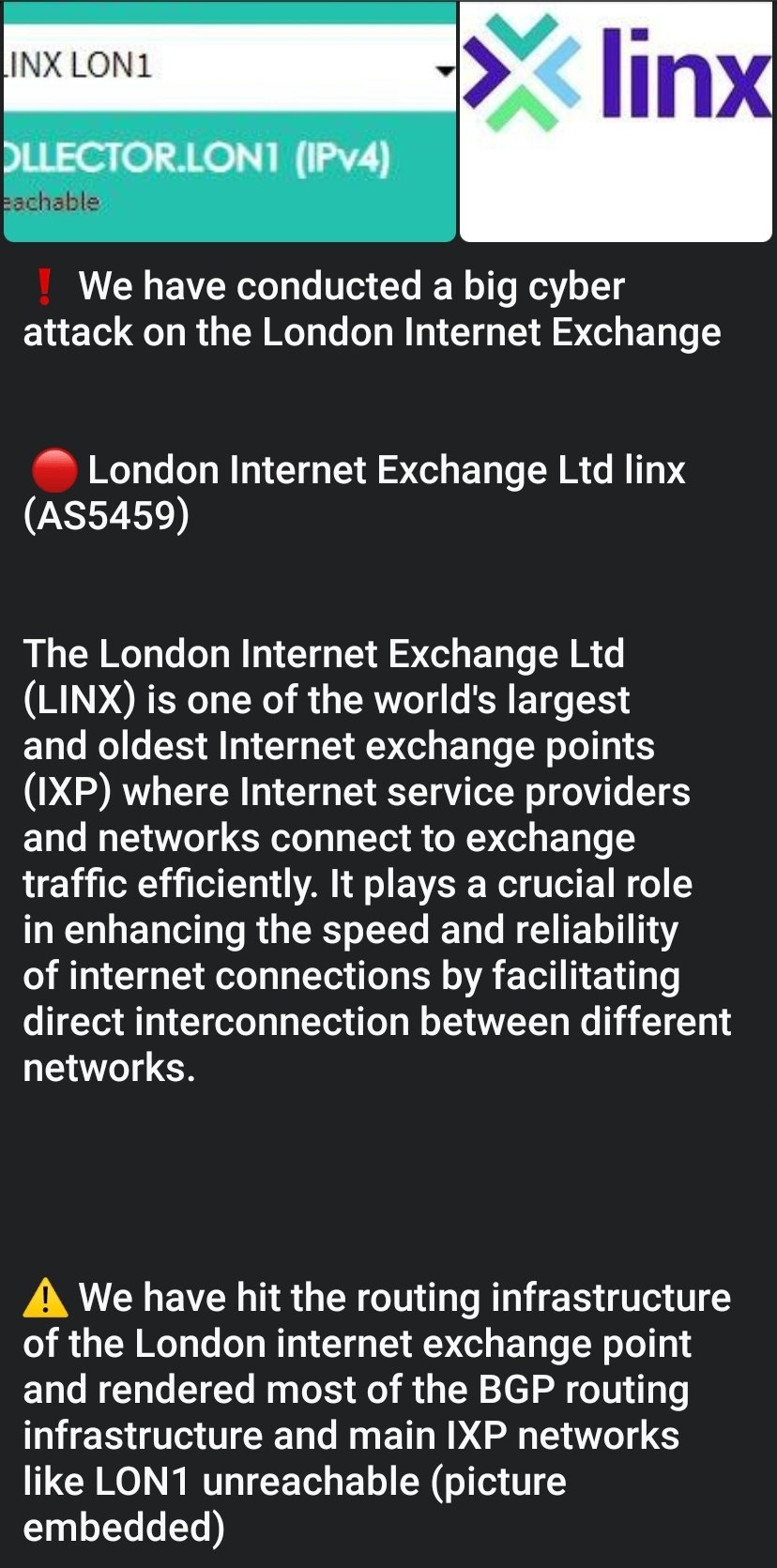 Der Cyberangriff traf den London Internet Exchange