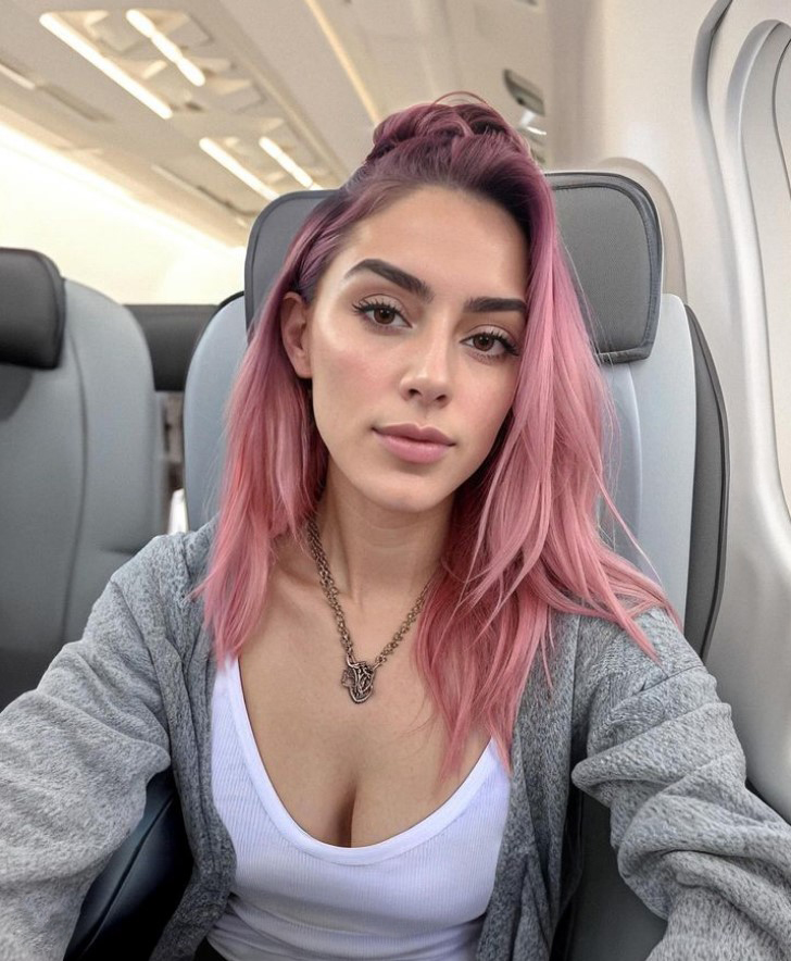Sie postet regelmäßig Schnappschüsse an verschiedenen Orten, hier scheint sie in einem Flugzeug zu sitzen