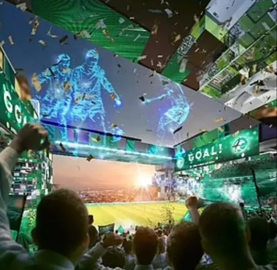 Die futuristische Arena wird mit einer riesigen LED-Bildschirmwand ausgestattet sein