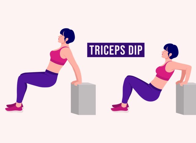 Trizeps-Dip, Konzept für Heimtraining, um das Fett am Putenflügelarm zu schmelzen