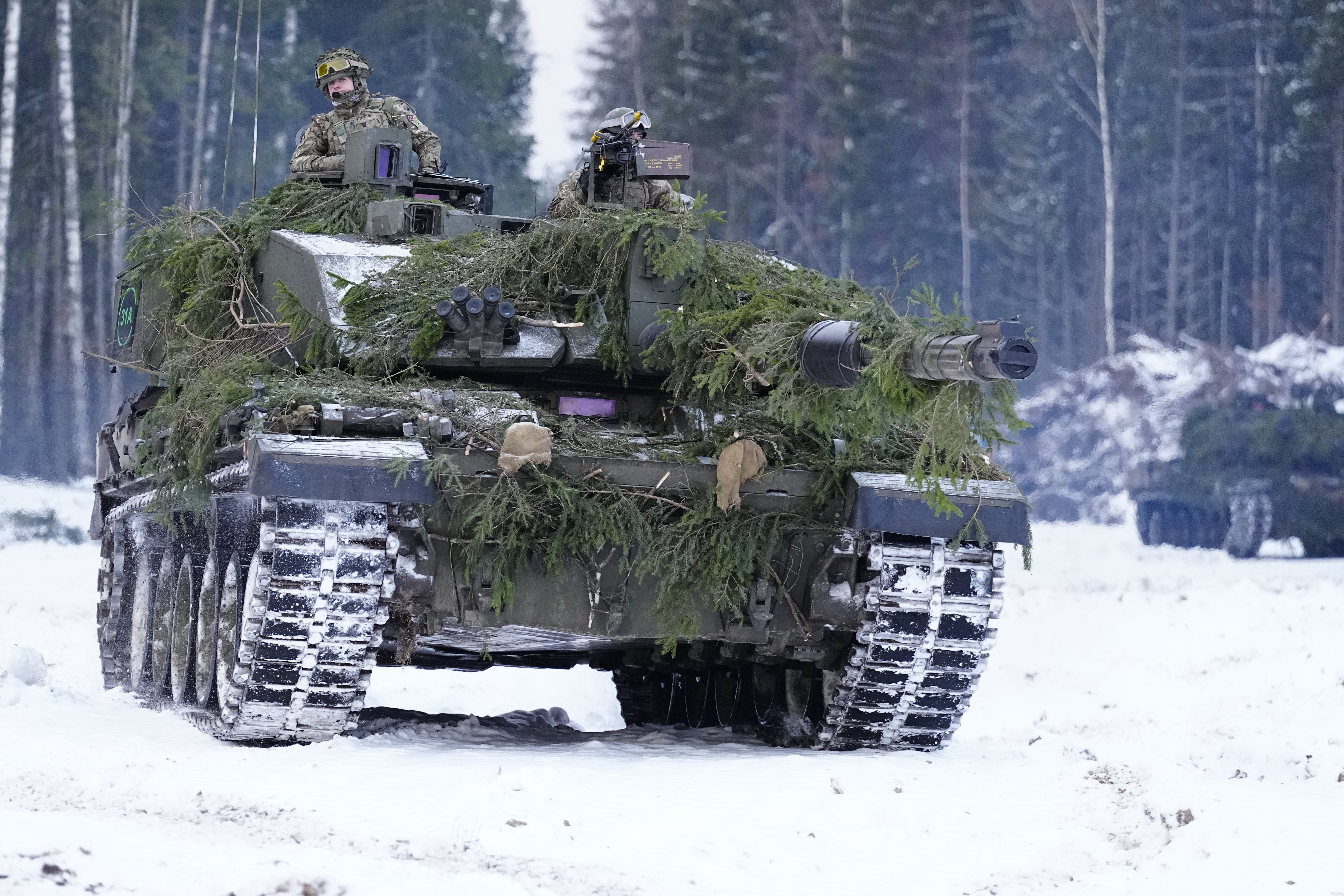 Der britische Challenger-Panzer während der Nato-Kriegsübungen im Jahr 2023