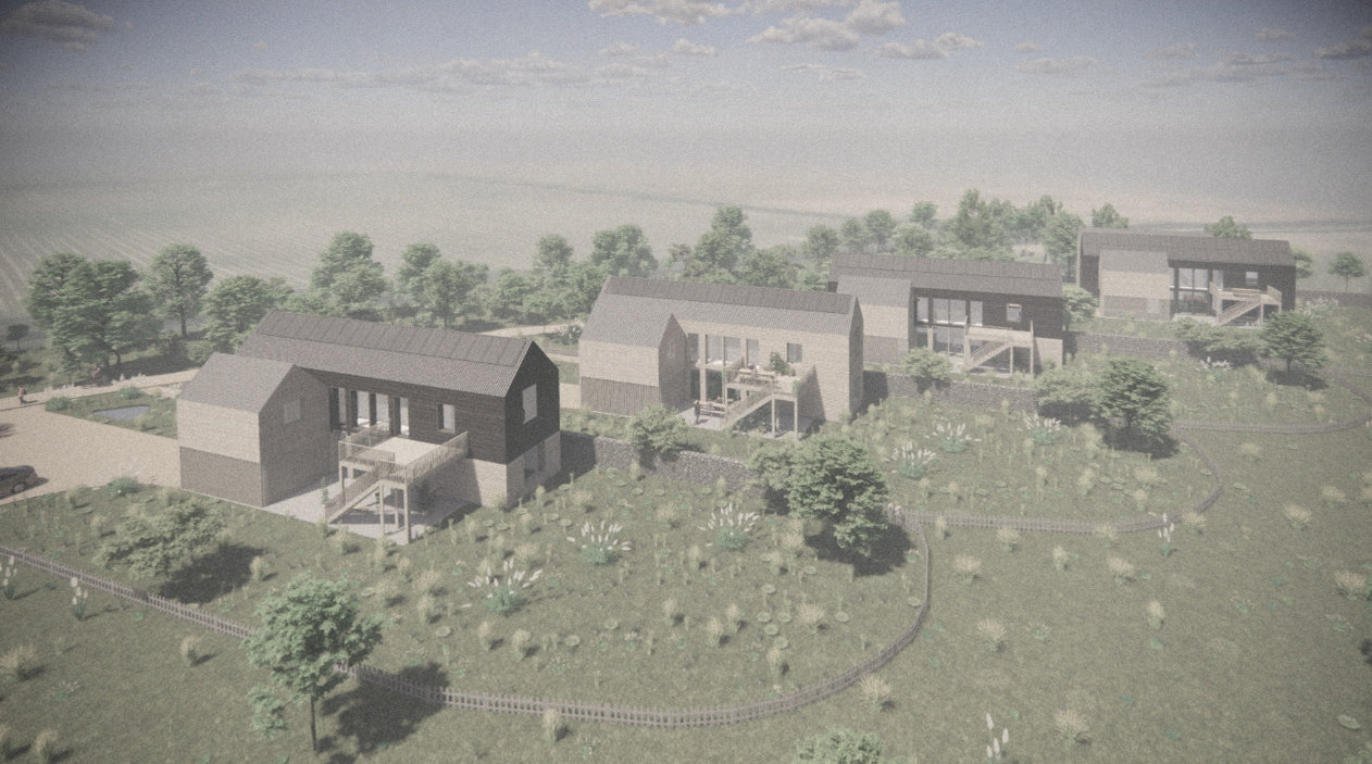 Der Entwurf für die vier neuen Häuser an der Küste von Suffolk
