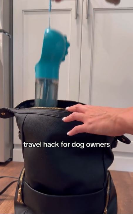Autofahrer und Hundebesitzer happytailz zeigt, dass das „Hack“-Gerät in eine Tasche passt