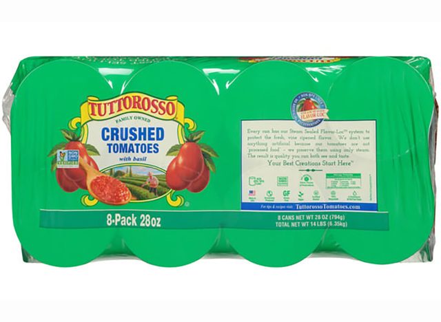 Tuttorosso-Tomaten mit Basilikum zerdrückt