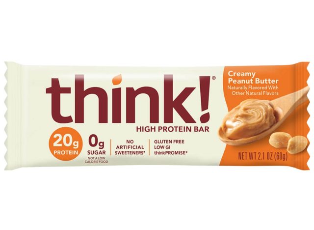 creamy peanut butter think! high protein bar