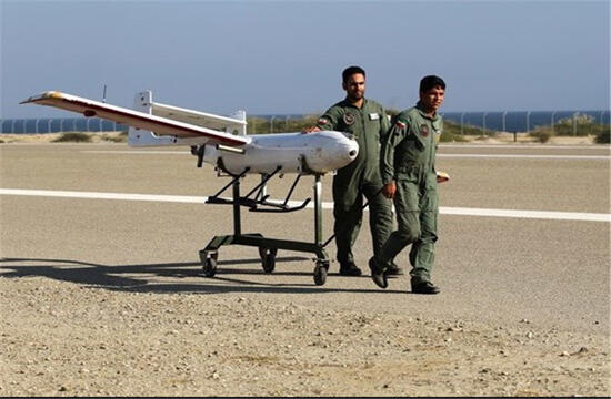 Dies ist ein Foto der Mohajer-2-Drohne, aufgenommen während einer Übung im Iran im Jahr 2016.