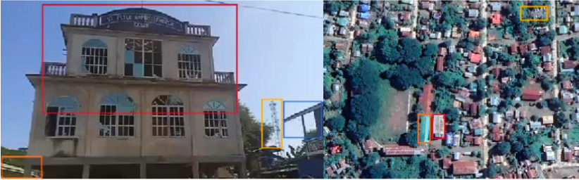 Hier hat Myanmar Witness auf dieser Karte von Ka Nan (23.805503, 94.143868) die Kirche Saint Pierre geolokalisiert, die bei den Streiks beschädigt wurde.  Das Team von Myanmar Witness untersuchte eine Reihe von Fotos und Videos dieser Kirche, die äußere Schäden sowie Blut im Inneren zeigten.  Allerdings behauptete das staatliche Medienunternehmen MRTV, dass die Kirche in Ka Nan während des Streiks nicht getroffen worden sei.