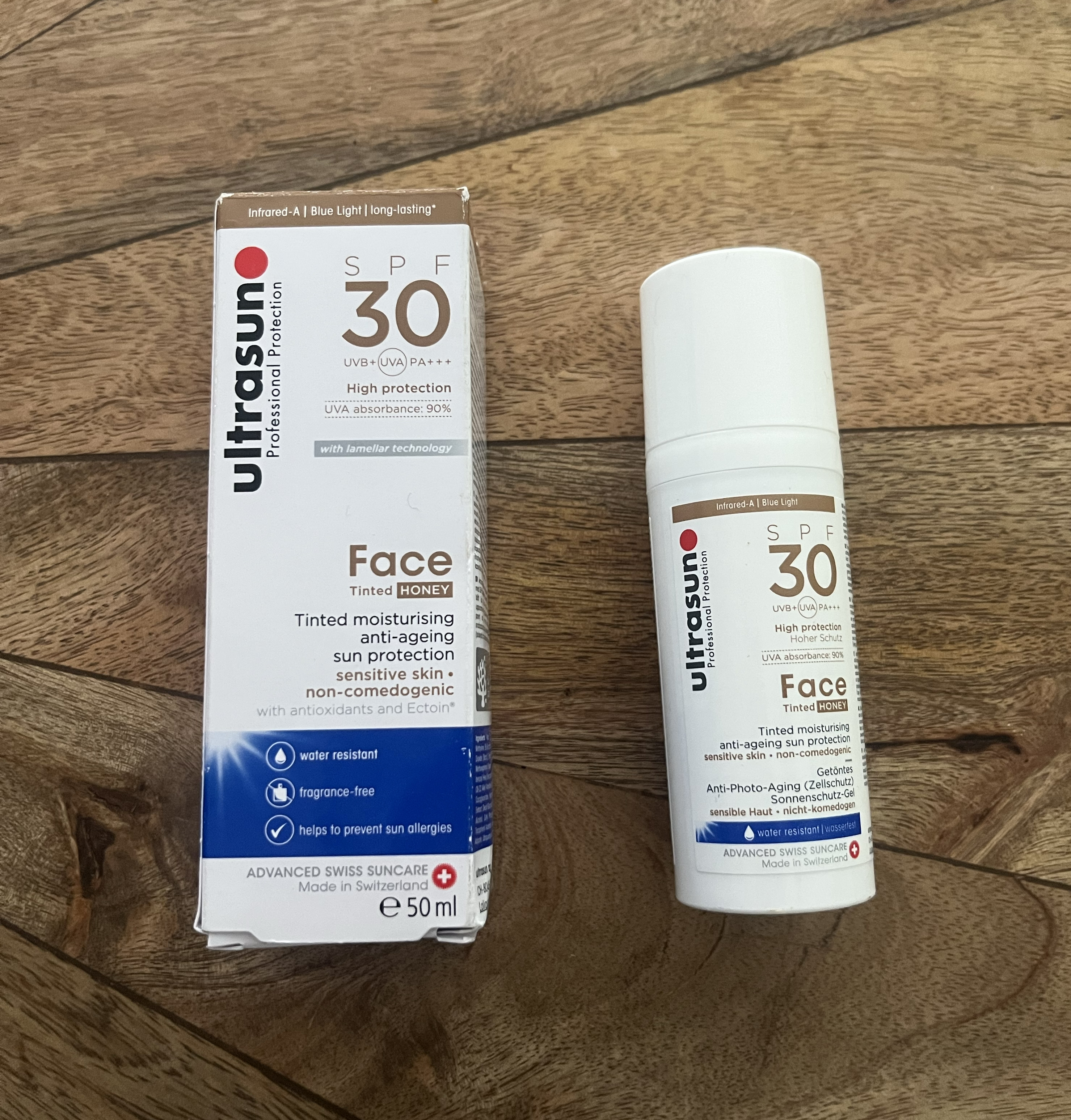 The Ultrasun SPF 50 cream provides coverage from the sun and covers blemishes.